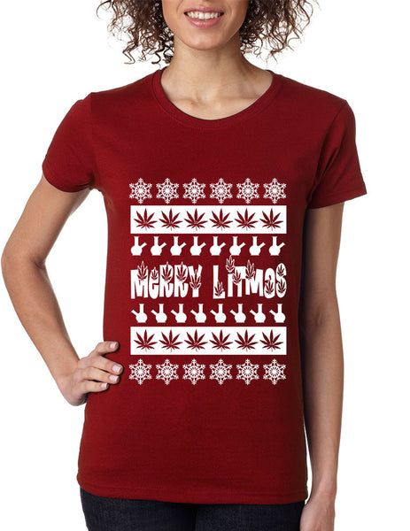 Merry Litmas bong Womens T-shirt - ALLNTRENDSHOP - 3