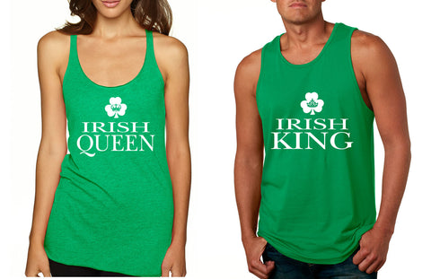 Couple Tank Top Irish Queen and King St Patrick's Party Set