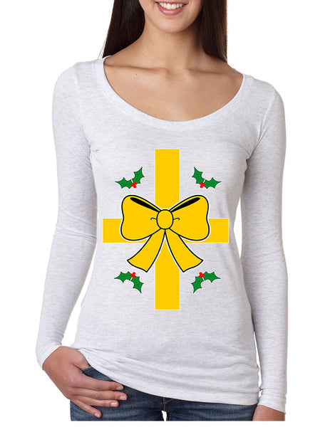 Women's Shirt Christmas Gift Wrap Xmas Ugly T Shirt Fun Shirt - ALLNTRENDSHOP - 1