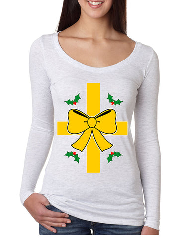 Women's Shirt Christmas Gift Wrap Xmas Ugly T Shirt Fun Shirt - ALLNTRENDSHOP - 1