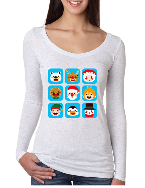 Women's Shirt Christmas Icons Cool Ugly Xmas Symbols Top - ALLNTRENDSHOP - 2