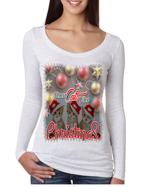 Women's Shirt These Cats Like Christmas Cute Gift Cat Lover Shirt