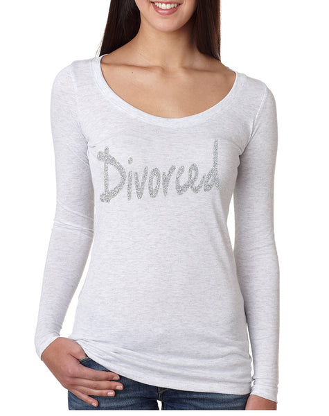 Women's Shirt Divorced Glitter Silver Print Funny Single Party