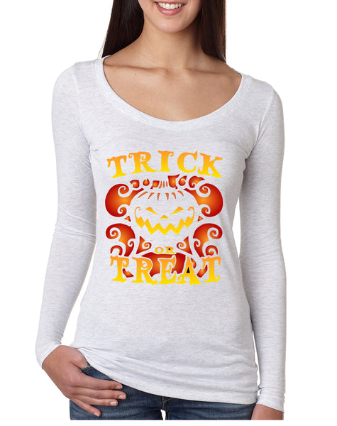 Women's Shirt Trick Or Treat Cool Halloween Pumpkin Shirt