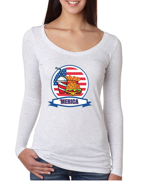 Women's Shirt Fast Food 'merica Love USA 4th Of July Tee