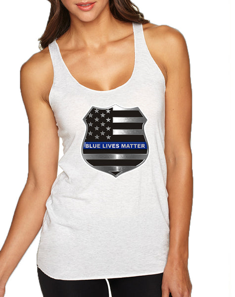 Women's Tank Top Blue Lives Matter American Flag Shirt