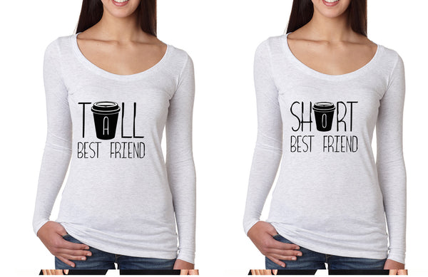 Set Of 2 Women's Shirts Tall Short Best Friend Coffee Matching
