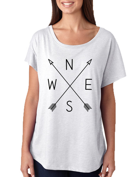 Women's Dolman Shirt Compass Arrow Cool NWSE Crossed Shirt - ALLNTRENDSHOP - 3