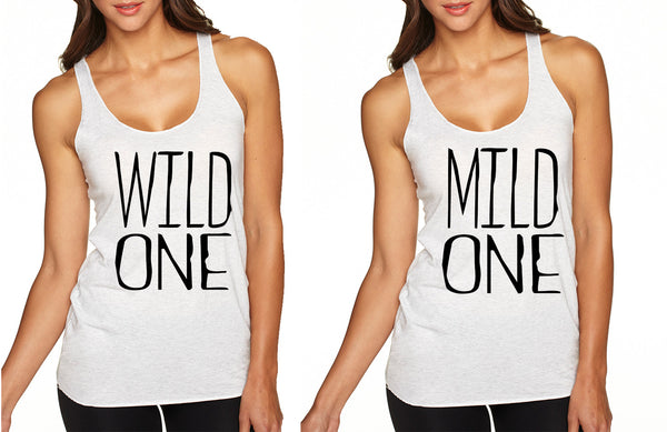 Women's Couple Tank Top Wild One Mild One BFF Set Matching Tops