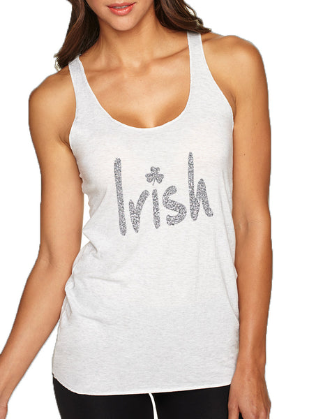 Women's Tank Top Irish Glitter Silver Shamrock St Patrick's