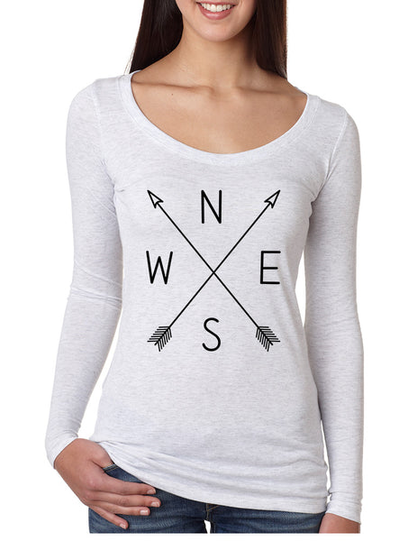Women's Shirt Compass Arrow Crossed Cool NWSE Graphic Shirt - ALLNTRENDSHOP - 5