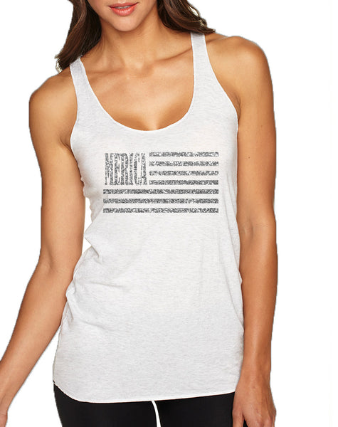Women's Tank Top Merica Glitter Silver Flag 4th Of July Top