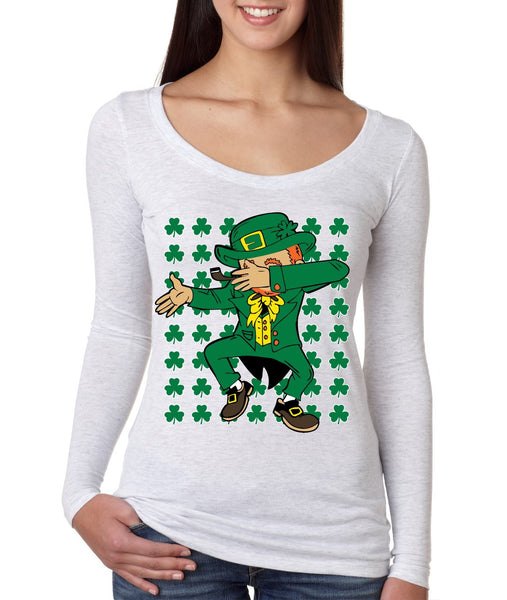 Dabbing Irish Leprechaun St patrick women longsleeve tee - ALLNTRENDSHOP