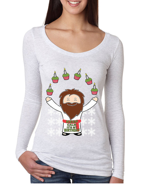 happy birthday Jesus women's Long Sleeve Shirt - ALLNTRENDSHOP