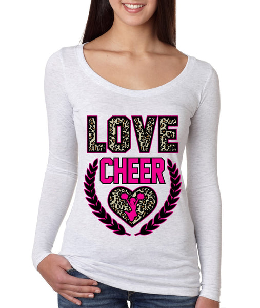 Love Cheer Leopard Womens Long Sleeve Shirt - ALLNTRENDSHOP - 2