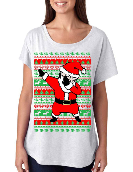 Dabbing santa ugly christmas sweater womens tri-blend dolman shirt - ALLNTRENDSHOP