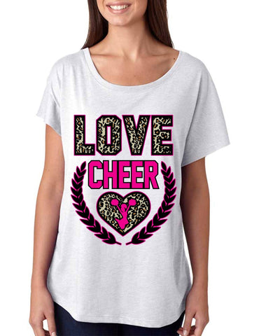 Love Cheer Leopard Womens Tri-Blend Dolman shirt - ALLNTRENDSHOP - 1