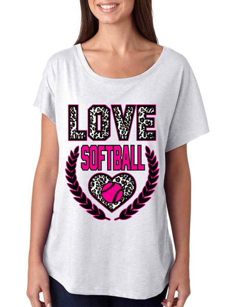 Love Softball Leopard Womens Tri-Blend Dolman shirt - ALLNTRENDSHOP - 3