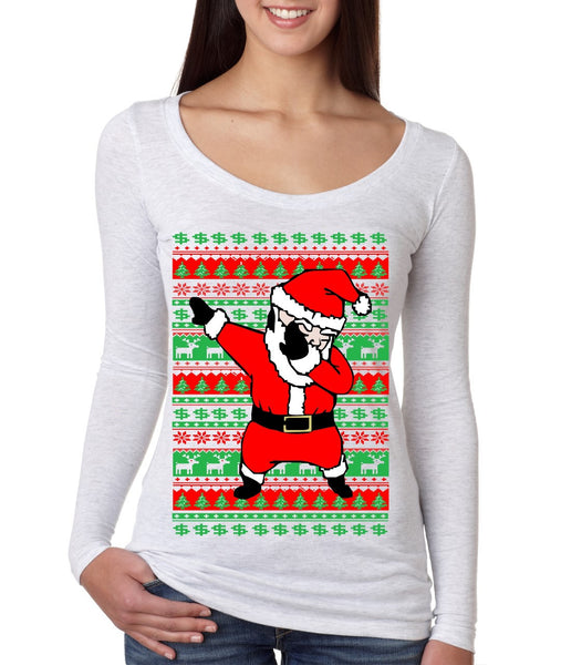 Dabbing santa ugly christmas sweater Women T-shirt - ALLNTRENDSHOP