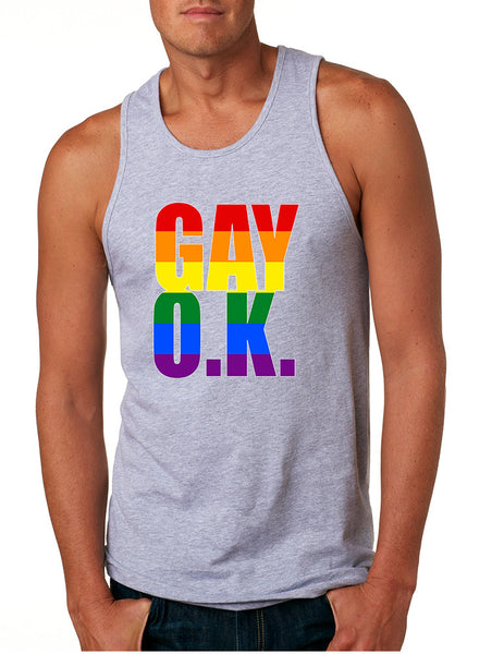 Men's Tank Top Gay OK Rainbow Pride Colors Support Love