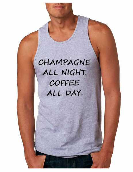Men's Tank Top Champagne All Night Coffee All Day Cool Party Top - ALLNTRENDSHOP - 2