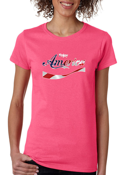 Women's T Shirt Enjoy America 4th Of July Love USA Shirt