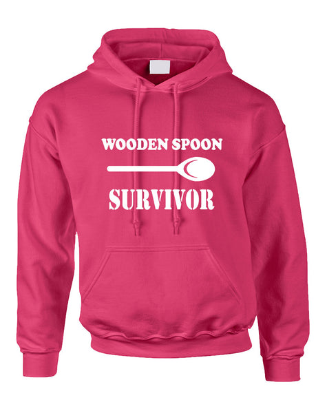 Adult Hoodie Wooden Spoon Survivor Humor Text Funny Top