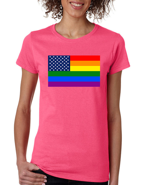 Women's T Shirt United States Gay Pride Flag Love Parade Tee