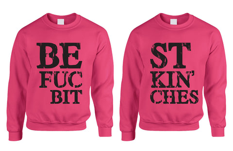 Couple Crewneck Best Bit**es BFF Set Of 2 Love Black Print - ALLNTRENDSHOP