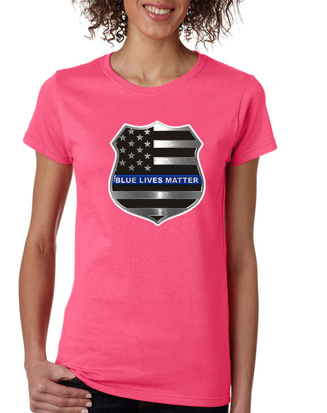 Women's T Shirt Blue Lives Matter American Flag Tee