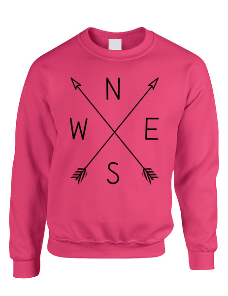 Adult Sweatshirt Compass Arrow Nice Cool NWSE Graphic Top - ALLNTRENDSHOP - 2