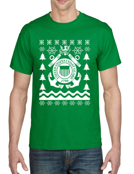 Men's T Shirt Coast Guard Ugly Christmas USCG Holiday Top Xmas Gift