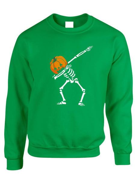 Adult Sweatshirt Dabbing Pumpkin Cool Dab Scary Halloween Skeleton