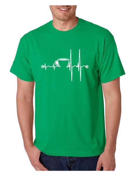 Men's T Shirt Coffee Heartbeat Coffee Lovers Funny Shirt