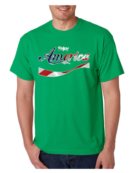 Men's T Shirt Enjoy America 4th Of July Top Love USA Party