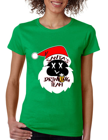 Women's T Shirt Santa's Drinking Team Ugly Xmas Funny Gift - ALLNTRENDSHOP - 1
