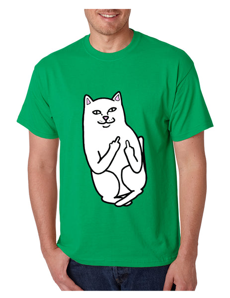 Men's T Shirt Middle Finger Cat Funny Humor Tshirt
