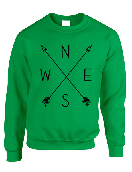 Adult Sweatshirt Compass Arrow Nice Cool NWSE Graphic Top - ALLNTRENDSHOP - 3