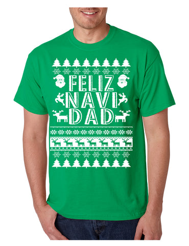 Men's T Shirt Feliz Navidad Ugly Xmas Holiday Gift Cute TShirt