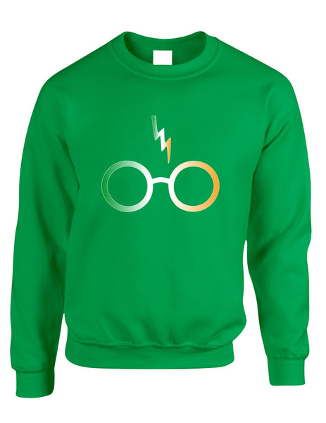 Adult Sweatshirt Irish Harry Glasses Scar St Patrick's Top