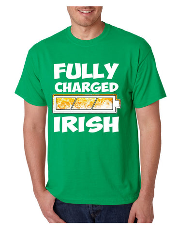 Men's T Shirt Fully Charged Irish St Patrick's Day Tee Shirt - ALLNTRENDSHOP - 1