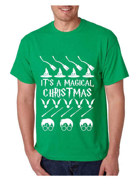 Men's T Shirt It's A Magical Christmas Green Red Top Ugly Sweater - ALLNTRENDSHOP - 2