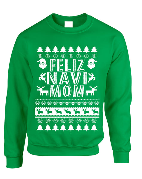 Adult Sweatshirt Feliz Navidad Ugly Xmas Cute Holiday Gift