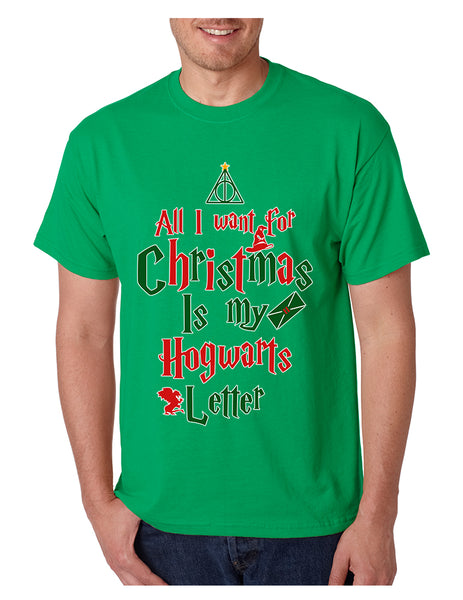 Men's T Shirt All I Want For Xmas Is Hogwarts Letter Holiday Gift