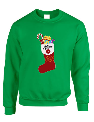 Adult Sweatshirt Nice Xmas Ugly Socks Graphic Funny Holiday Gift