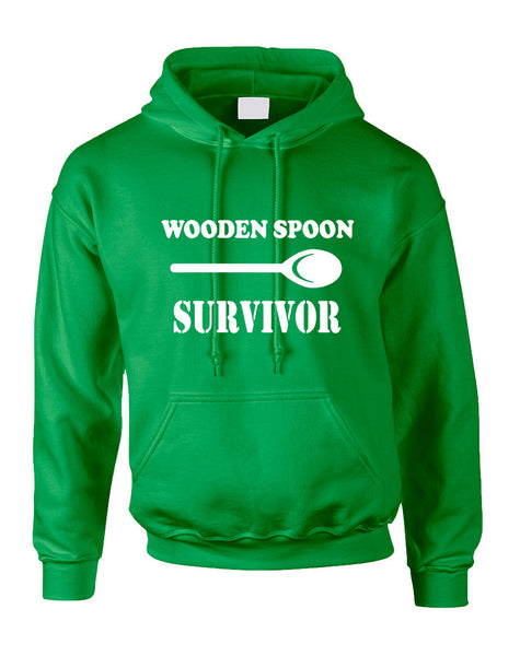 Adult Hoodie Wooden Spoon Survivor Humor Text Funny Top