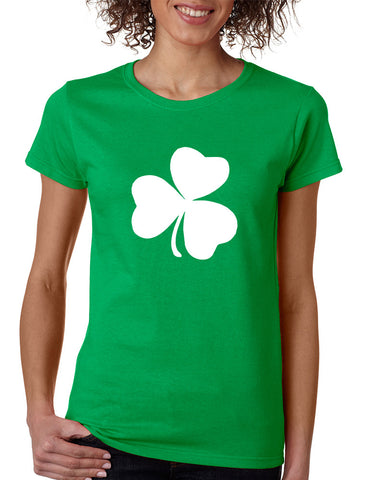 Women's T Shirt White Shamrock Graphic St Patrick's Day Party - ALLNTRENDSHOP - 1