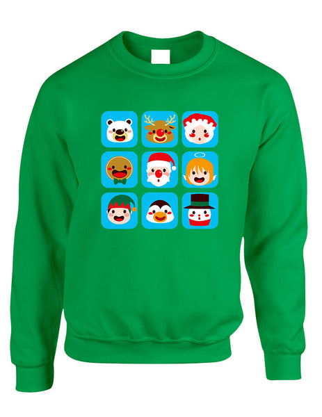Adult Crewneck Christmas Icons Ugly Xmas Symbols Sweater - ALLNTRENDSHOP - 1