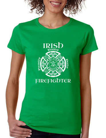 Women's T Shirt Irish Firefighter St Patrick's Shirt Irish Party - ALLNTRENDSHOP - 1