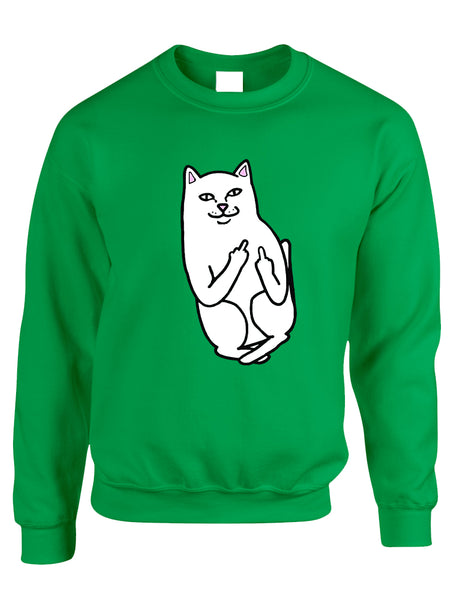 Adult Sweatshirt Middle Finger Cat Humor Funny Top